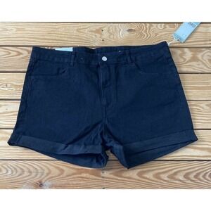 NWT H&M Jean Shorts Size 16 Women’s Black Stretch Denim